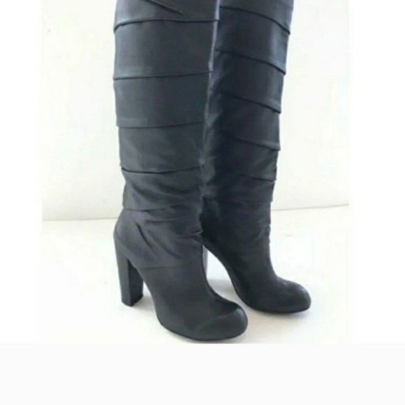 DESIGNER KNEE HIGH BOOTS LEATHER 4" HEEL SIZE 36 IT WOMENS 36 IT - Picture 8 of 10